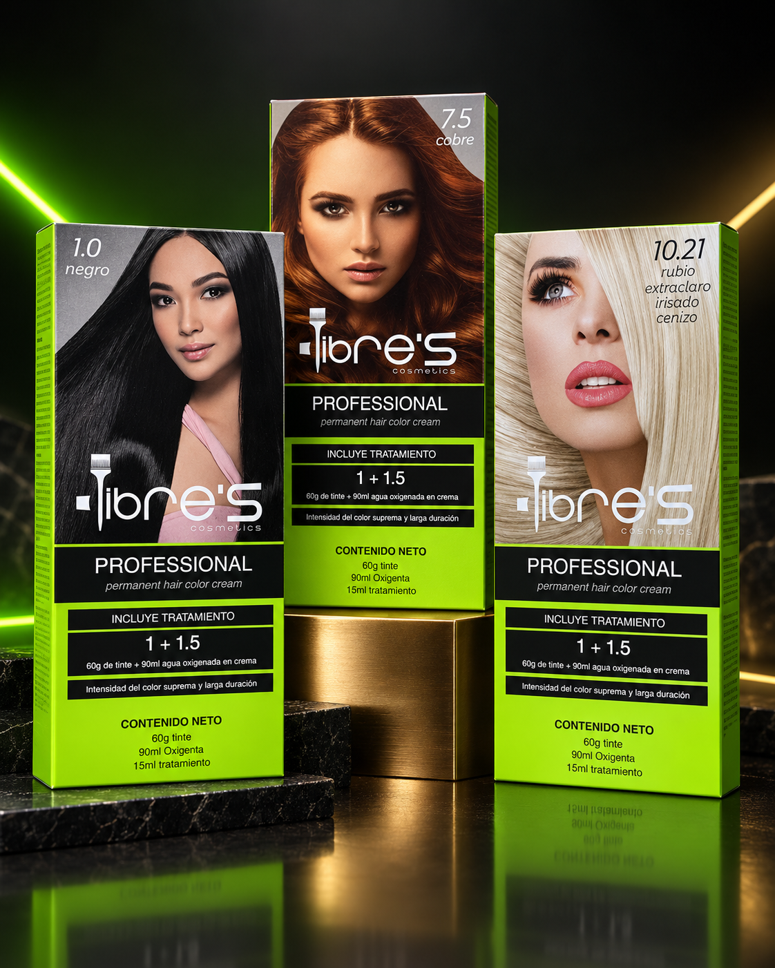 Colección profesional de tintes Libre’s Cosmetics 1.0, 7.5 y 10.21